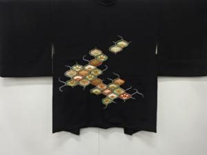 扇に花模様　長絵羽織